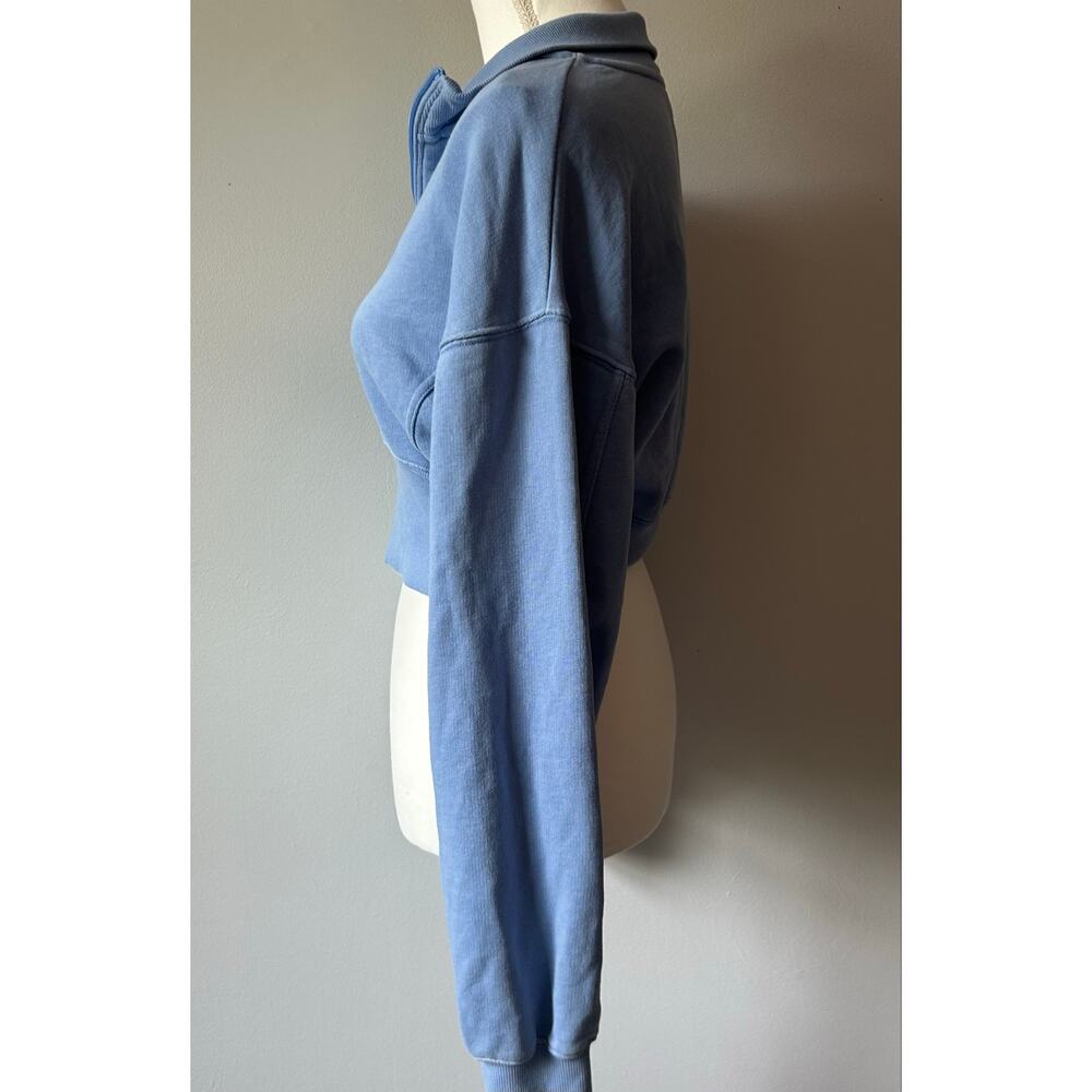 Offline by Aerie Blue Collared Zip Up Cropped Sweatshirt Athleisure Size M - Picture 3 of 8